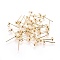 Brass Stud Earring Findings, with Loop, Nickel Free, Real 18K Gold Plated, 14mm, Hole: 1.4mm, Pin: 0.7mm, Ball: 3mm in diameter