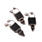 Natural Dyed & Heated Black Agate Big Pendants, with Rose Quartz, Red Copper Tone Brass Findings & Jump Rings, Cadmium Free & Lead Free, Arrows, 87x39x8mm, Hole: 6mm
