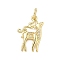 Brass Micro Pave Cubic Zirconia Pendants, Rack Plating, Long-Lasting Plated, Lead Free & Cadmium Free, Real 18K Gold Plated, with Jump Ring, Deer, 17x11x2mm, Hole: 3.2mm