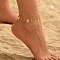 Classic Middle Eastern Style Brass Pave Crystal Rhinestone Leaf Shape Tassel Anklets for Women, Golden, 7-1/8 inch(180mm)