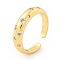 Clear Cubic Zirconia Open Cuff Ring, Brass Jewelry for Women, Cadmium Free & Lead Free, Real 18K Gold Plated, US Size 6 1/2(16.9mm)