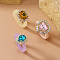 Fashionable Rhinestone Rectangle Heart Teardrop Finger Rings Sets for Women, Mixed Color, Inner Diameter: 17mm