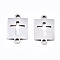 Tarnish Resistant 201 Stainless Steel Link Connectors, Laser Cut, Rectangle with Cross, Stainless Steel Color, 13x8x1mm, Hole: 1.2mm