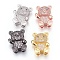 Brass Micro Pave Cubic Zirconia Slide Charms, Long-Lasting Plated, Cadmium Free & Nickel Free & Lead Free, Bear, Clear, Mixed Color, 17x13x7.5mm, Hole: 1.5x10mm