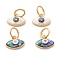 Brass Shell Charms, with Jump Rings, Golden, Eye, Mixed Color, 8x10x3mm