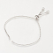 DanLingJewelry Brass Slider Bracelets Making, with Cubic Zirconia, Box Chains, Long-Lasting Plated, Platinum, 9-1/2 inch(24cm), 1mm, Hole: 1.5mm