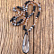 Bohemian Style Teardrop Glass Pendant Natural Lava Rock & Map Stone Round Beaded Long Necklaces for Women, 33.86~34.65 inch(86~88cm)