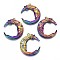 Alloy Pendants, Cadmium Free & Lead Free, Moon, Rainbow Color, 39x32x3mm, Hole: 1.6mm