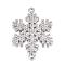 Brass Micro Pave Cubic Zirconia Links, Snowflake, Platinum, 26.5x19x2mm, Hole: 1.5mm