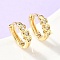 Heart Brass Micro Pave Clear Cubic Zirconia Hoop Earrings, Rack Plating, Long-Lasting Plated, Cadmium Free & Lead Free, Real 18K Gold Plated, 12x3mm
