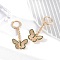 Brass Micro Pave Cubic Zirconia Leverback Earrings, Rack Plating, Long-Lasting Plated, Lead Free & Cadmium Free, Butterfly, Golden, 41.5x20mm