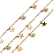 304 Stainless Steel Cable Chains, Ion Plating(IP), with Spool, Soldered, with Star Charms, Real 18K Gold Plated, 3x2x0.1mm