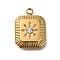 Ion Plating(IP) 304 Stainless Steel with Rhinestone Pendants, Manual Polishing, Star, Square, 13x10x3mm, Hole: 1.2mm
