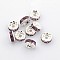 Brass Grade A Rhinestone Spacer Beads, Cadmium Free & Lead Free, Rondelle, Silver, For Bracelet Necklace DIY Jewelry Making Accessories, Light Amethyst, 8x3.5mm, Hole: 2mm