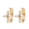 Brass Micro Pave Cubic Zirconia Hoop Earrings, Cross, Light Gold, 15.5x10x17mm