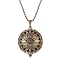 Antique Bronze Alloy Magnetic Locket Necklaces, Aromatherapy Cotton Sheet Inside Perfume Bottle Necklaces, Flower, 31.50 inch(80cm)
