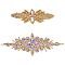 2Pcs 2 Style Flower Pattern Hotfix Rhinestone, Glass Rhinestone Applques, for Bridal Dress, Sash, Belt, Crystal AB, 185~243x70~94x5mm, 1pc/style
