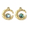 Moon Charms, 304 Stainless Steel Natural Paua Shell/White Shell Pendants, Real 18K Gold Plated, 19x16.5x2mm, Hole: 1.5mm