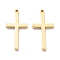 Brass Pendants, Cadmium Free & Nickel Free & Lead Free, Cross Charms, Real 18K Gold Plated, 26.5x13x2mm, Hole: 1.4mm
