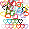 26Pcs 13 Colors Zinc Alloy Spring Gate Rings, Heart, Mixed Color, 25x26x3.5mm, 2pcs/color