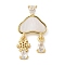 Brass Micro Pave Cubic Zirconia Pendants, with Shell, Lead Free & Cadmium Free, Long-Lasting Plated, Cloud, 24x13x6mm, Hole: 4.5x2mm