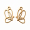 201 Stainless Steel Pendants, Hollow Out Butterfly Charms, Golden, 16.5x9.5x1mm, Hole: 1mm