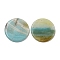 Natural Flower Amazonite Pendants, Flat Round Charms, 29.5~30x3mm, Hole: 1.6mm