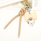 Imitation Leather Keychain, Bowknot Strap Bag Hanging Accessories, Heart, Beige, 150mm