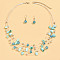 Bohemian Style Alloy & Shell Nuggets Beaded Multilayer Necklaces & Dangle Earrings Sets, Cyan, 440mm