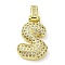Brass Micro Pave Clear Cubic Zirconia Pendants, Cadmium Free & Nickel Free & Lead Free, Real 18K Gold Plated, Letter S, 29.5mm, Hole: 4.8x3.5mm, Pendant: 23.5x15.5x5mm