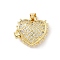 Heart Brass Clear Cubic Zirconia Locket Pendants, Lead Free & Cadmium Free, Long-Lasting Plated, Rack Plating, Real 18K Gold Plated, Clear, 17x19x7mm, Hole: 4.5x3.5mm, Inner Diameter: 13.5x13.5mm
