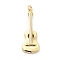 Rack Plating Brass Pendants, Long-Lasting Plated, with Jump Rings, Cadmium Free & Lead Free, Guitar Charm, Real 18K Gold Plated, 35.5x13.5x4mm, Hole: 3mm, ring: 5x0.9mm