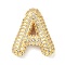 Rack Plating Brass Micro Pave Cubic Zirconia Pendants, Real 18K Gold Plated, Lead Free & Cadmium Free, Letter, Letter A, 22x19.5x6.5mm, Hole: 4x2.5mm