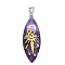 Natural Amethyst Pendants, Horse Eye, 43x16x9mm