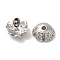 Brass Micro Pave Cubic Zirconia Bead Caps, Cadmium Free & Nickel Free & Lead Free, 6-Petal Flower, Platinum, 8x3mm, Hole: 1.2mm
