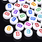 Initial Acrylic Beads, Horizontal Hole, Flat Round, Mixed Color, Mixed Color, 7x4mm, Hole: 1.2mm, about 370pcs/50g
