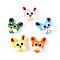 Handmade Lampwork Beads, Mouse, Mixed Color, 19~21x19~21x11~13mm, Hole: 1.8mm