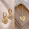 Heart with Eye Pattern 304 Stainless Steel Micro Pave Cubic Zirconia Pendant Necklace & Hoop Earrings Sets, Golden, 400mm & 32x14.9mm