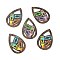 Double Face Printed Aspen Wood Big Pendants, Teardrop Charm, Pencil Pattern, 72.5x48.5x2.5mm, Hole: 2mm