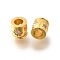 925 Sterling Silver Micro Pave Clear Cubic Zirconia Beads, Column with Sun, Real 18K Gold Plated, 5.5x5mm, Hole: 2.5mm