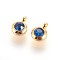 304 Stainless Steel Rhinestone Charms, Flat Round, Cobalt, 9.3x6.5x4mm, Hole: 2mm