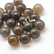 Round Natural Grey Agate Pendants, with Platinum Tone Brass Findings, 17~19x13~14mm, Hole: 2x7mm