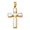 304 Stainless Steel Pendants, Cross Charm, Vacuum Plating, Golden & Stainless Steel Color, 42x26.5x3mm, Hole: 8x5mm