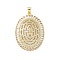 Brass Micro Pave Clear Cubic Zirconia Pendants, Oval, Lead Free & Cadmium Free, Long-Lasting Plated, Rack Plating, Real 18K Gold Plated, 36x26x6.5mm, Hole: 5.5x3.5mm