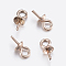 Ion Plating(IP) 304 Stainless Steel Cup Pearl Peg Bails Pin Pendants, For Half Drilled Beads, Rose Gold, 7x3mm, Hole: 1.5mm, Pin: 0.7mm