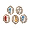Brass Micro Pave Clear Cubic Zirconia and Glass Oval Connector Charms, Real 18K Gold Plated, Rack Plating, Long-Lasting Plated, Cadmium Free & Lead Free, Mixed Color, 27.5x38.5x5mm, Hole: 1.2mm