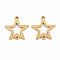 201 Stainless Steel Link Connectors, Textured, Laser Cut, Star, Golden, 17x17x1mm, Hole: 1.6mm