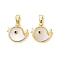 Rack Plating Brass Pave Shell Bird Charms with Black Cubic Zirconia, Real 18K Gold Plated, 11.5x13x3mm, Hole: 5x2.8mm