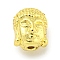Brass Beads, Cadmium Free & Nickel Free & Lead Free, Buddha Head, Real 18K Gold Plated, 11x9x8mm, Hole: 1.6mm