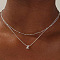 Brass Double Layer Small Letter Pendant Necklaces for Women, Platinum, Letter D, 15.75 inch(40cm)